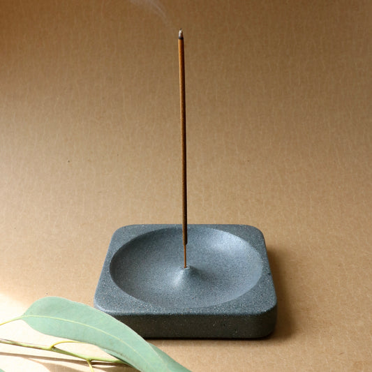 Polished Concrete Incense Holder - Black