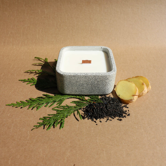 Black Tea + Ginger Small Concrete Candle