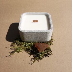 small polished concrete candle - amber and moss