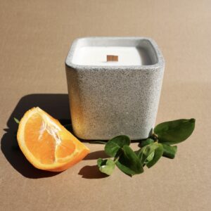 large polished concrete candle - aperol and orange